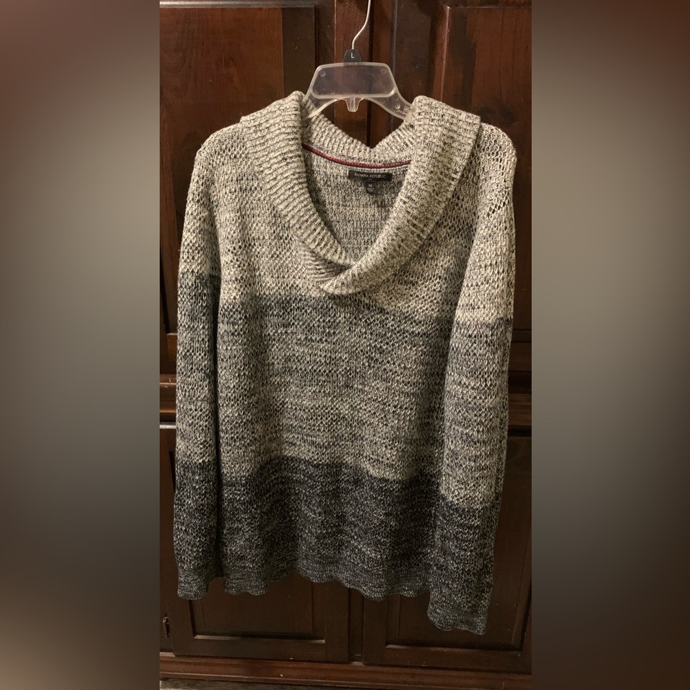 Banana Republic XL Cowl Sweater Men Sweatshirt White Black Grey Christmas fall